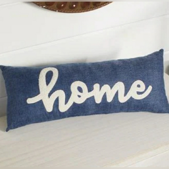 Large Denim Embroidery Accent Pillow New With Tags tag - Picture 2 of 4